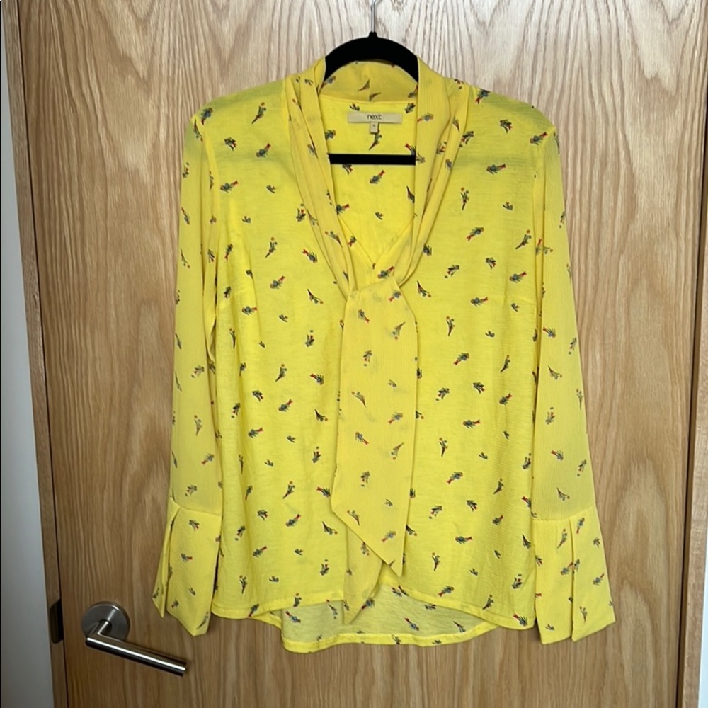 Next UK long sleeve yellow print blouse